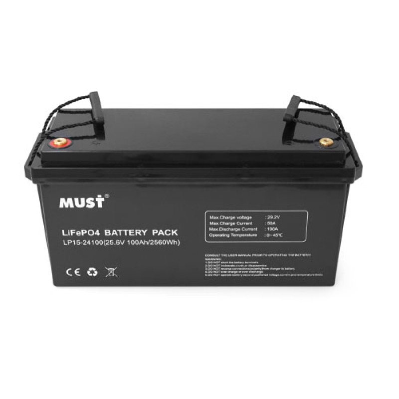 Аккумулятор LiFePO4 100Ah Must LP15-24100, BMS50A@4S, 25.6В