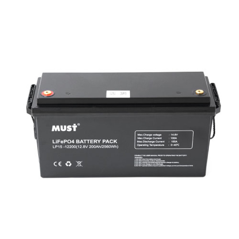 Акумулятор LiFePO4 200Ah Must LP15-12200, BMS100A@4S, 12,8В 