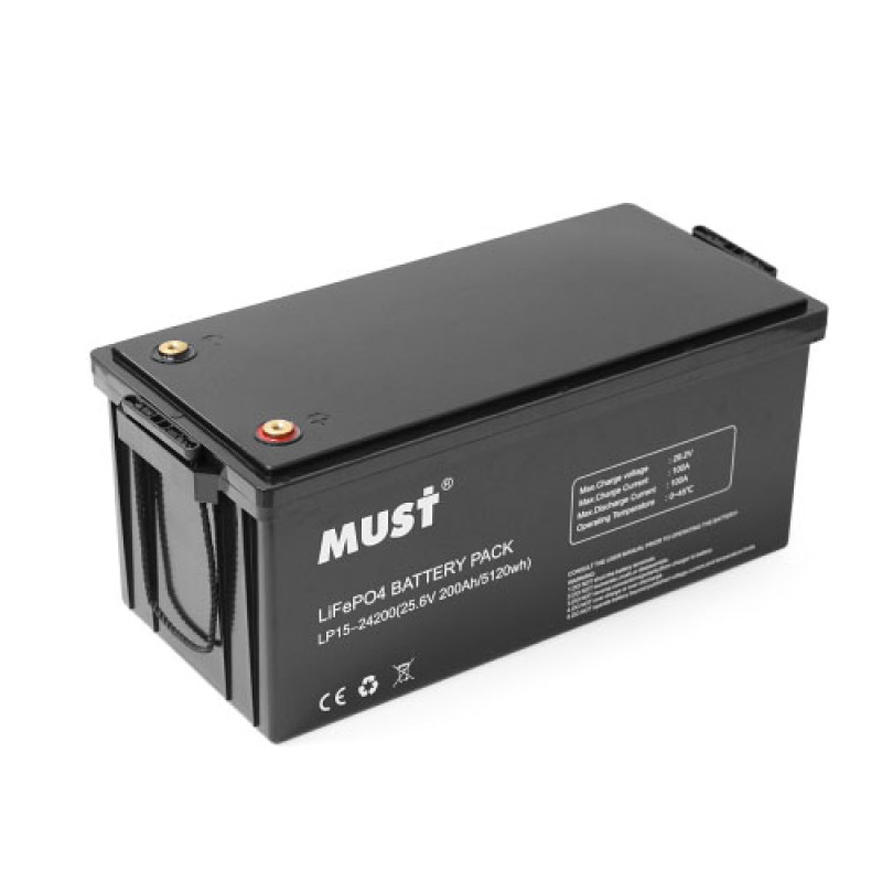 Акумулятор LiFePO4 200Ah Must LP15-24200, BMS100A@4S, 25.6В  