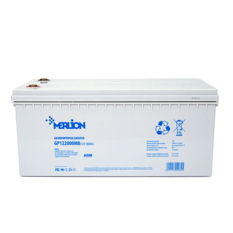 Акумулятор свинцево-кислотний 200 Ah (Аг) MERLION AGM GP122000M8 12V 