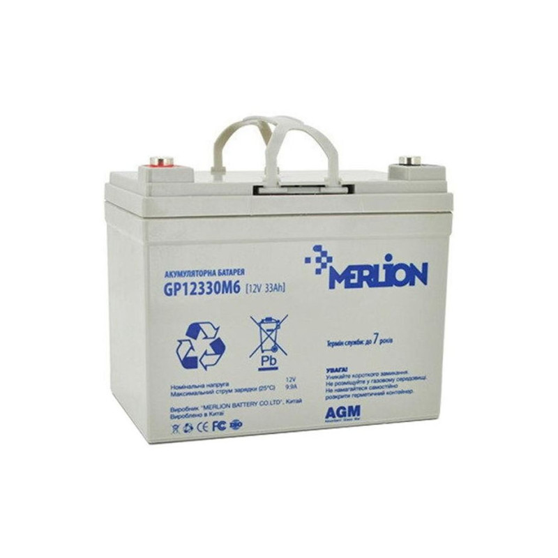 Аккумулятор свинцово-кислотный 33 Ah (Ач) MERLION AGM GP12330M6 12V