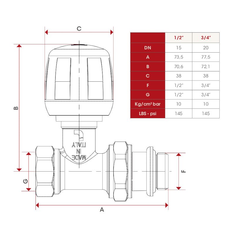 Itap 3/4" (294S) - Кран радіаторний прямий (подача)