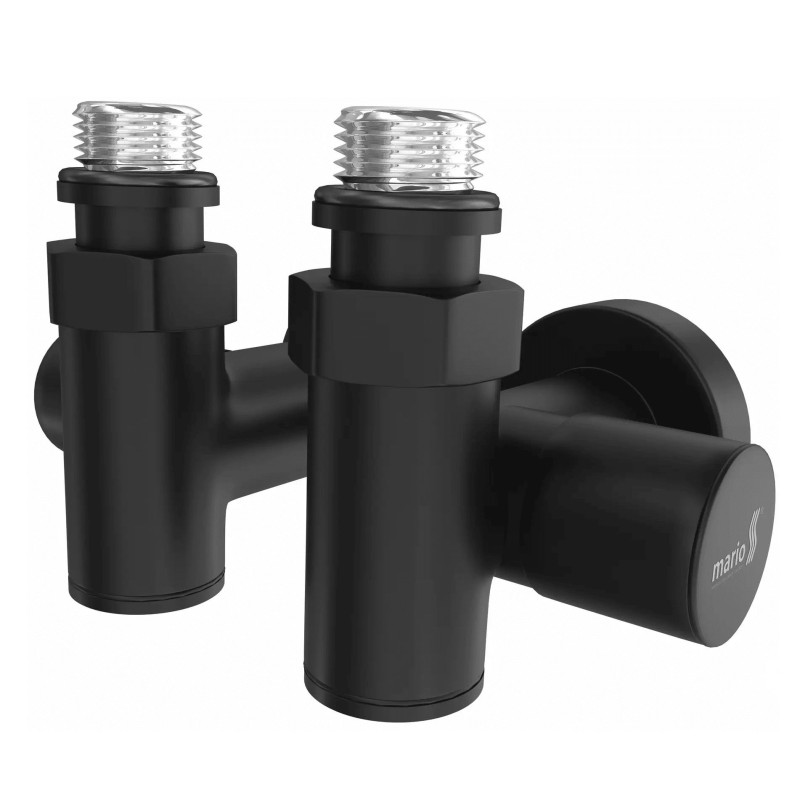 Кран угловой MARIO под ТЭН черный мат