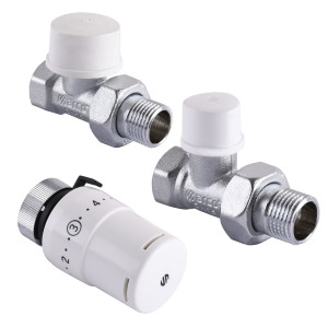 Набір радіаторних кранів прямі ARCO KCT02 М30 1/2″ (подача, зворотній, термоголовка) 