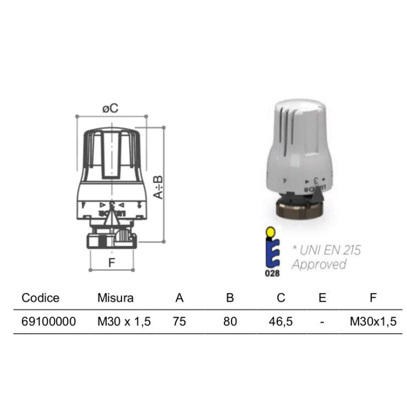 Luxor TT3000 M30х1,5 (69100000) - Термоголовка