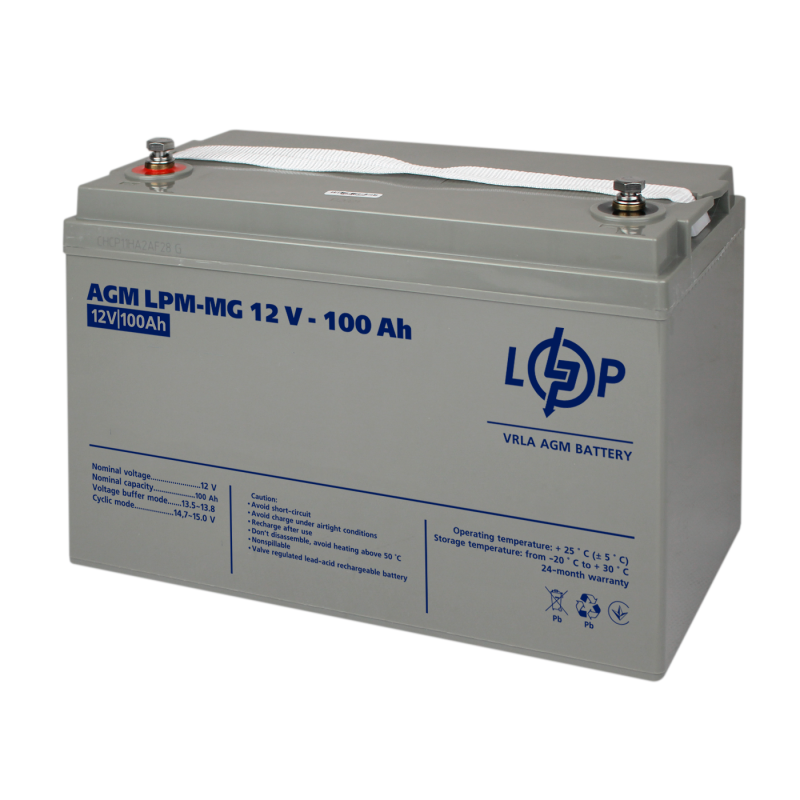 Акумулятор мультигелевий 100 Ah (ампер-годин) LogicPower AGM LPM-MG 12V