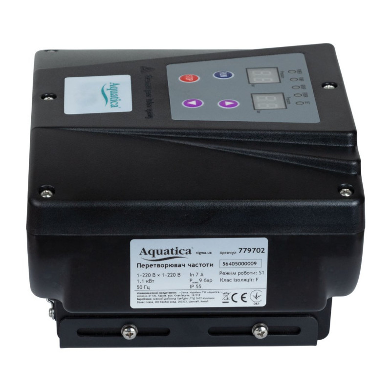Частотний перетворювач AQUATICA (AVF-1.1M) (779702) 1~220В × 1~220В до 1.1кВт + датчик тиску