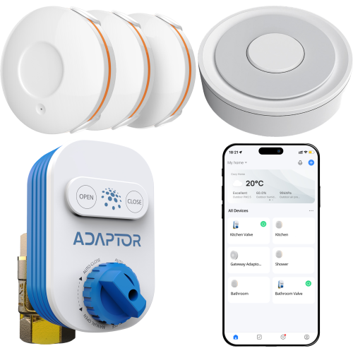 Комплект захисту від протікання AKIT-3 (клапан 3/4" + шлюз + 3 датчикa витоку) 