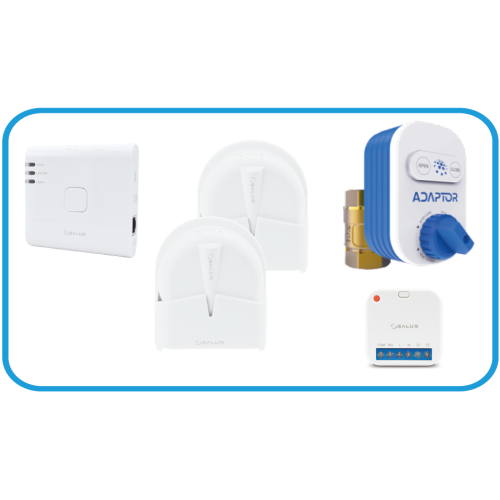 Комплект захисту від протікання Salus SKIT-2 ZigBee (клапан 3/4" BSP20ZB + шлюз UG800 + реле SR600 + 2 датчики WLS600)