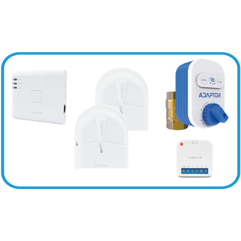 Комплект захисту від протікання Salus SKIT-2 ZigBee (клапан 3/4" BSP20ZB + шлюз UG800 + реле SR600 + 2 датчики WLS600)