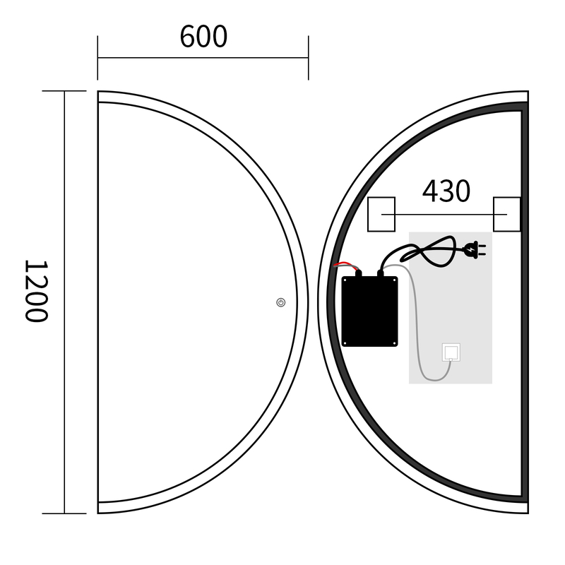 Дзеркало Mixxus Premium TOPPER MS03-60x120 з Led Touch, Anti-fog, димером (3-6,5kK) 