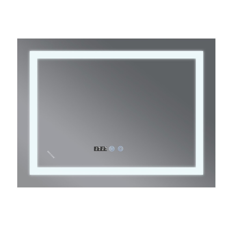 Зеркало Mixxus WARM MR02-120x80 с Led Touch, Anti-fog, димером, регулятором яркости, часами