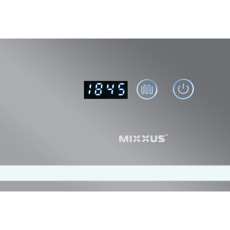 Зеркало Mixxus WARM MR02-120x80 с Led Touch, Anti-fog, димером, регулятором яркости, часами