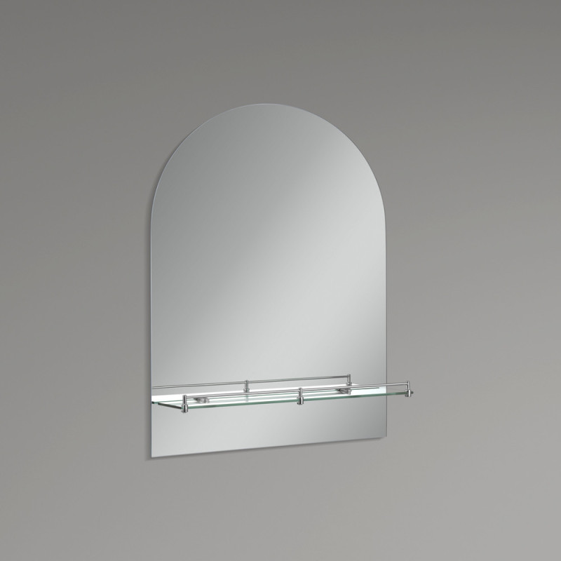 Настенное зеркало Zerix LAGUNA MRZ03-50x70x11 прямоугольное с дугообразным верхом и полкой.