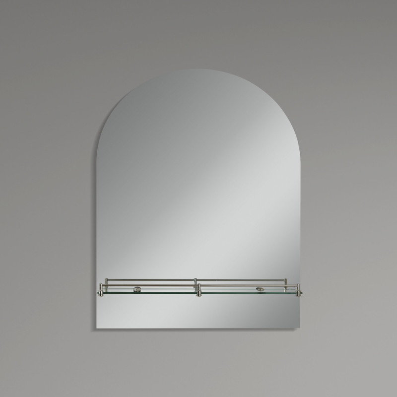 Настенное зеркало Zerix LAGUNA MRZ03-50x70x11 прямоугольное с дугообразным верхом и полкой.