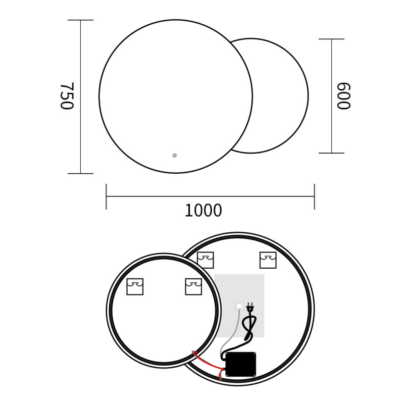 Зеркало Mixxus Premium TOPPER MC01-100x75 с Led Touch, Anti-fog, димером (3-6,5kK)