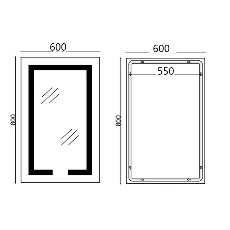 Зеркало Mixxus HARD MR06-60x80-CASE с Led Touch, Anti-fog, димером, регулятором яркости, часами