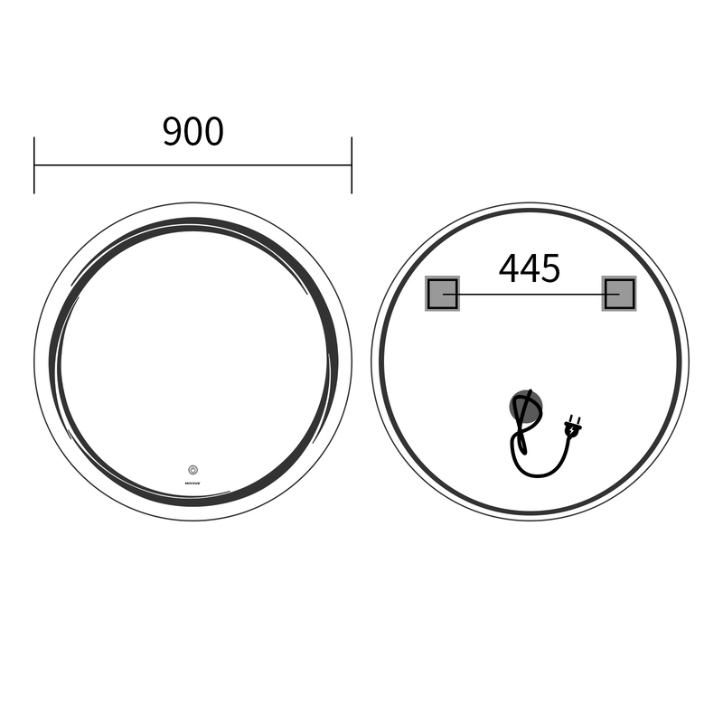 Дзеркало Mixxus Premium WAVE MC04-90 з Led Touch, Anti-fog, димером (3-6,5kK)  