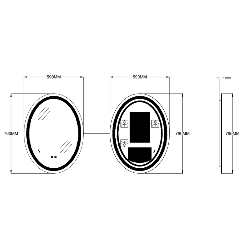 Зеркало Zerix Fusion MV01-60x80-REVERSE с LED Touch, Anti-fog, димером, регулятором яркости