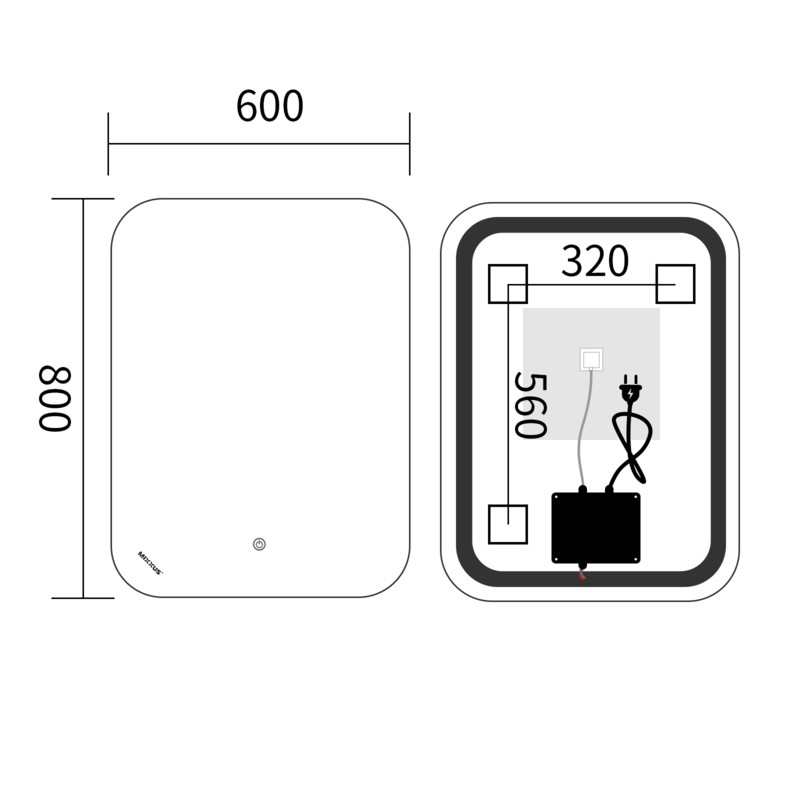 Дзеркало Mixxus Premium DIVERSE MR15-80x60-Reverse з Led Touch, Anti-fog, димером (3-6,5kK) 