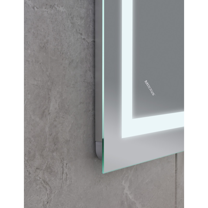 Зеркало Mixxus WARM MR02-70x50-CASE с Led Touch, Anti-fog, димером, регулятором яркости, часами