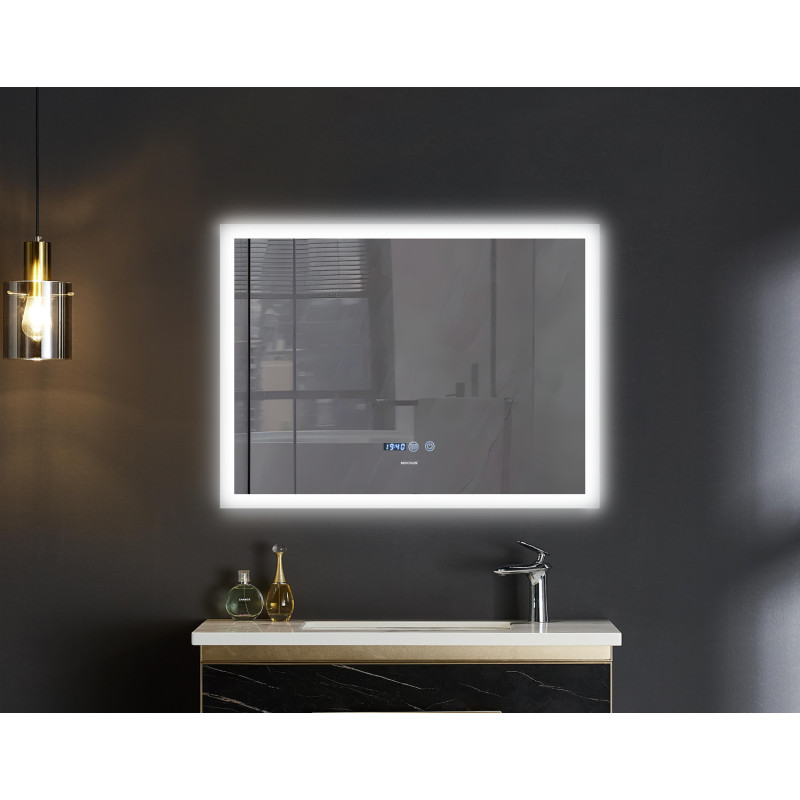 Дзеркало Mixxus FLAT MR04-100x60 з Led Touch, Anti-fog, димером, регулятором яскравості, годинником 