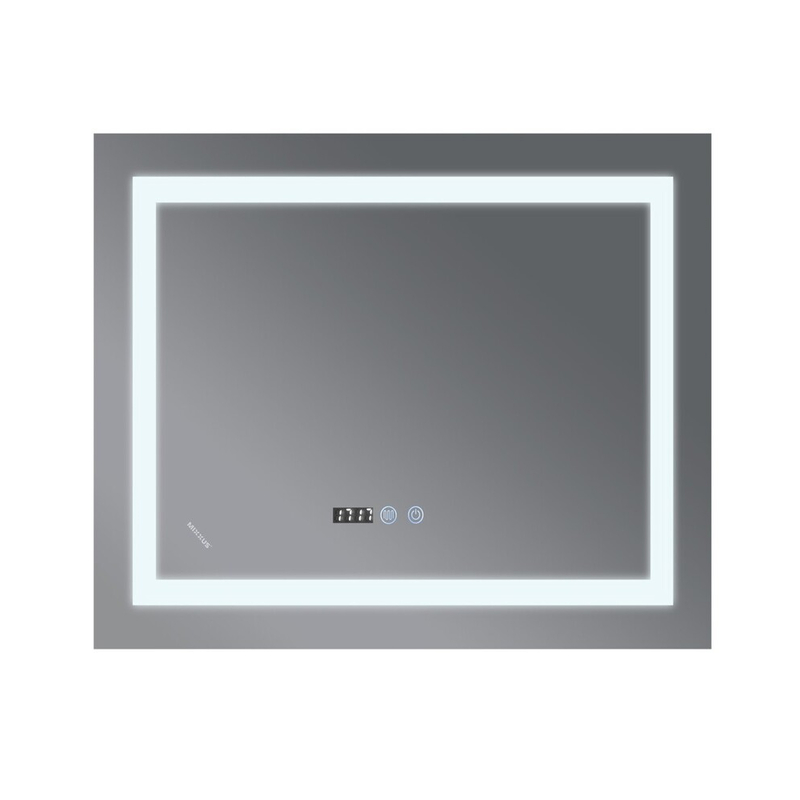 Зеркало Mixxus WARM MR02-80x80 с Led Touch, Anti-fog, димером, регулятором яркости, часами