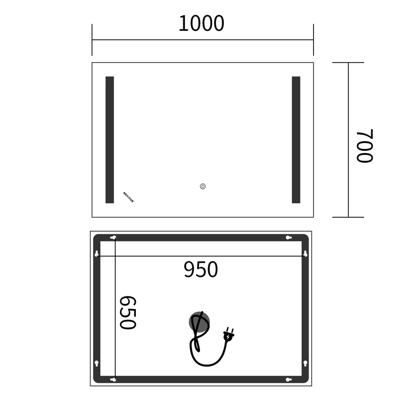 Зеркало Mixxus Premium LINES MR18-100x70-Reverse с Led Touch, Anti-fog, димером, регулятором яркости