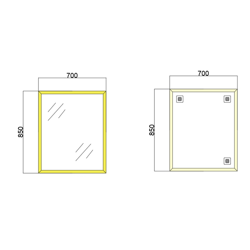 Зеркало настенное Zerix FONTE MRZ09-70x85-Reverse GOLD прямоугольное в золотой раме