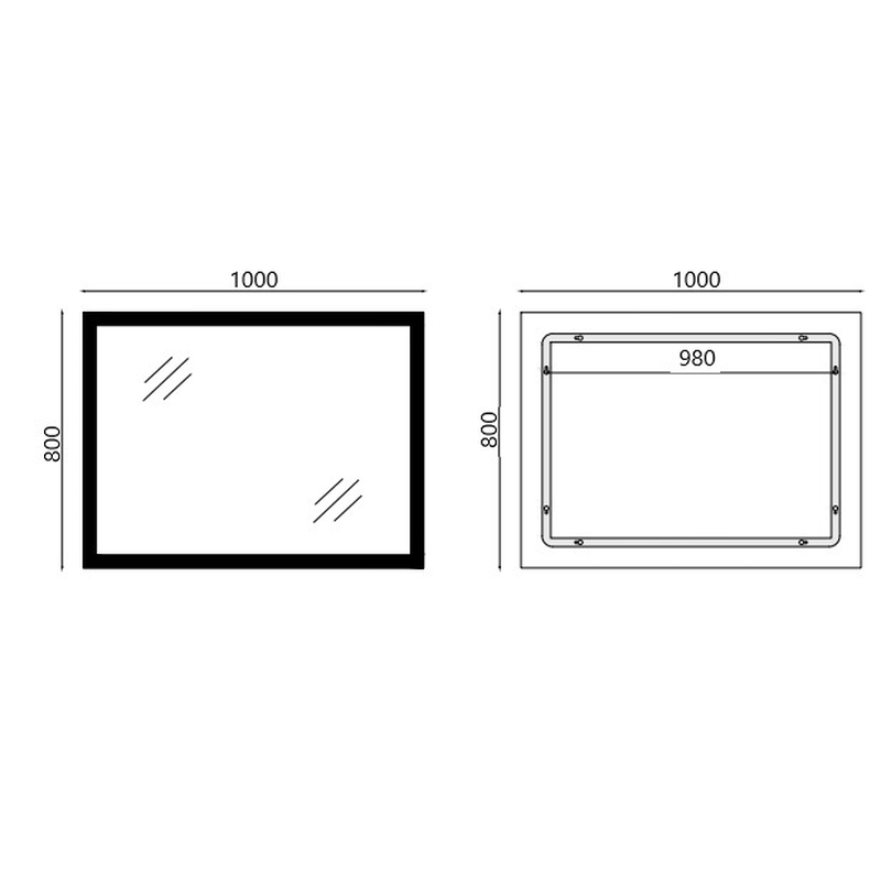 Зеркало Mixxus FLAT MR04-100x80 с Led Touch, Anti-fog, димером, регулятором яркости, часами