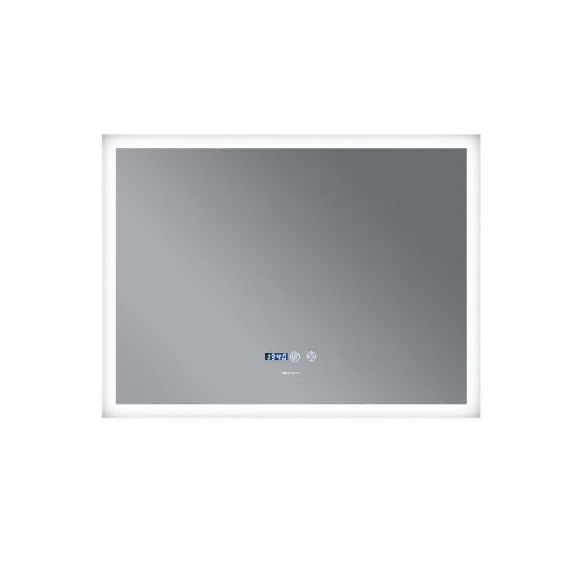 Зеркало Mixxus FLAT MR04-100x80 с Led Touch, Anti-fog, димером, регулятором яркости, часами