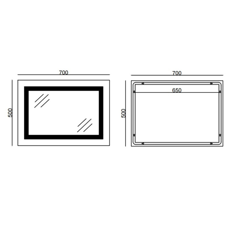 Зеркало Mixxus STYLE MR13-70x50-Reverse с Led Touch, Anti-fog, димером, регулятором яркости