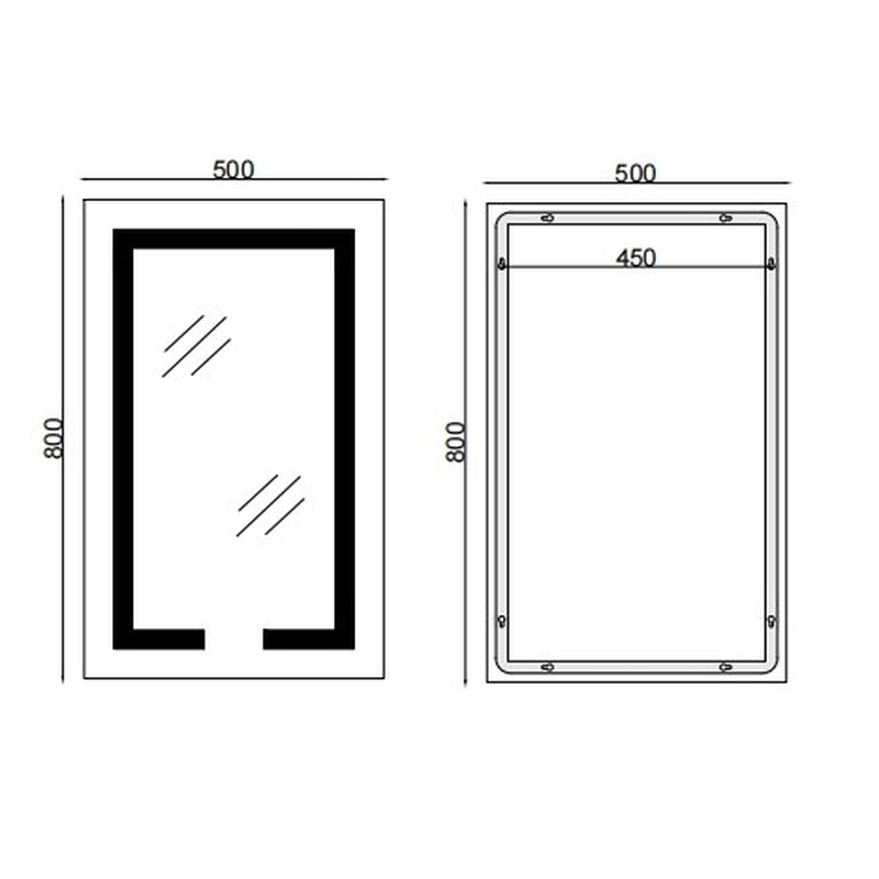 Зеркало Mixxus HARD MR06-50x80 с Led Touch, Anti-fog, димером, регулятором яркости, часами