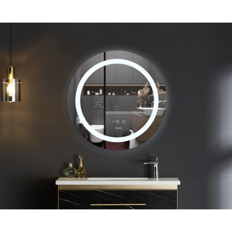 Дзеркало Mixxus PLAIN MC02-80-CASE з Led Touch, Anti-fog, димером, регулятором яскравості, годинником 