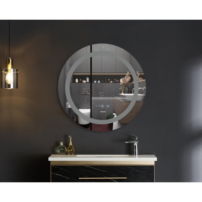 Дзеркало Mixxus PLAIN MC02-80-CASE з Led Touch, Anti-fog, димером, регулятором яскравості, годинником 