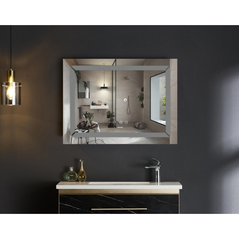 Зеркало Mixxus LIGHT MR01-80x60 с Led Touch, Anti-fog, димером, регулятором яркости, часами