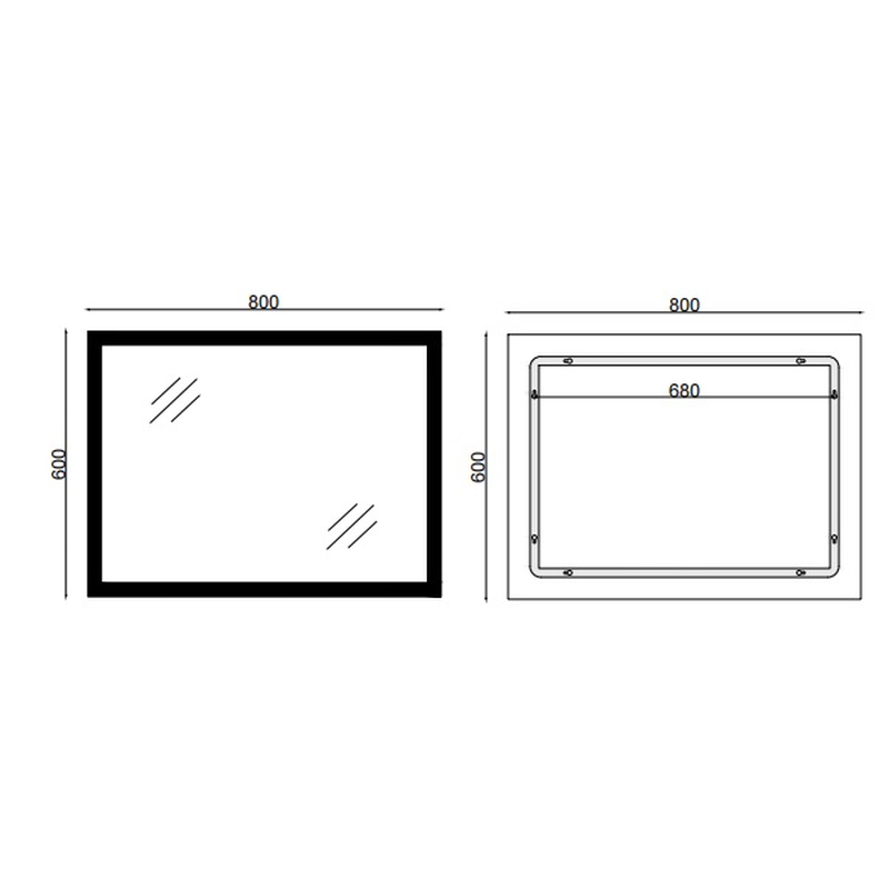 Дзеркало Mixxus FLAT MR04-80x60 з Led Touch, Anti-fog, димером, регулятором яскравості, годинником 
