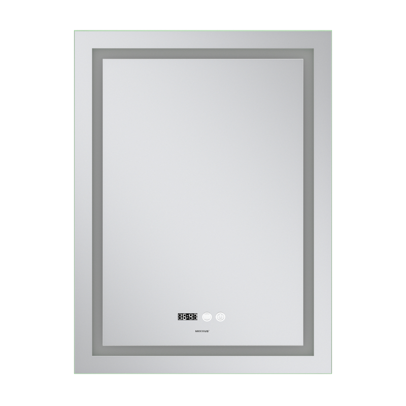 Зеркало Mixxus Premium FLASH MR21-60x80 с Led Touch, Anti-fog, димером, регулятором яркости, часами
