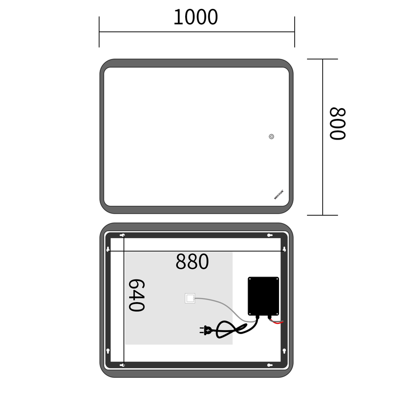 Зеркало Mixxus Premium OLIVARY MR19-100x80-Reverse с Led Touch, Anti-fog, димером (3-6,5kK)