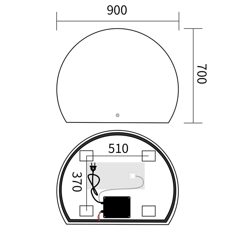 Зеркало Mixxus Premium TOPPER MS01-90x70-Reverse с Led Touch, Anti-fog, димером (3-6,5kK)