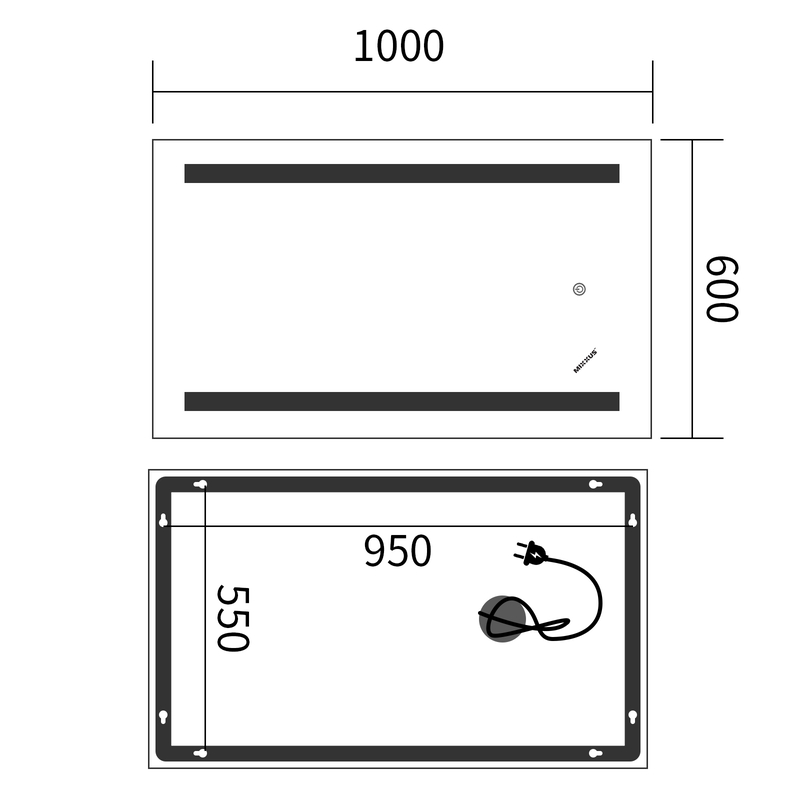 Зеркало Mixxus Premium LINES MR17-100x60-Reverse с Led Touch, Anti-fog, димером, регулятором яркости