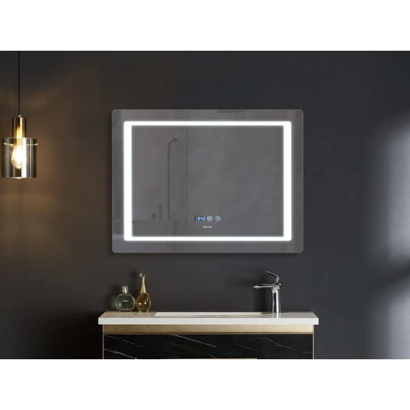 Зеркало Mixxus STYLE MR03-80x60 с Led Touch, Anti-fog, димером, регулятором яркости, часами