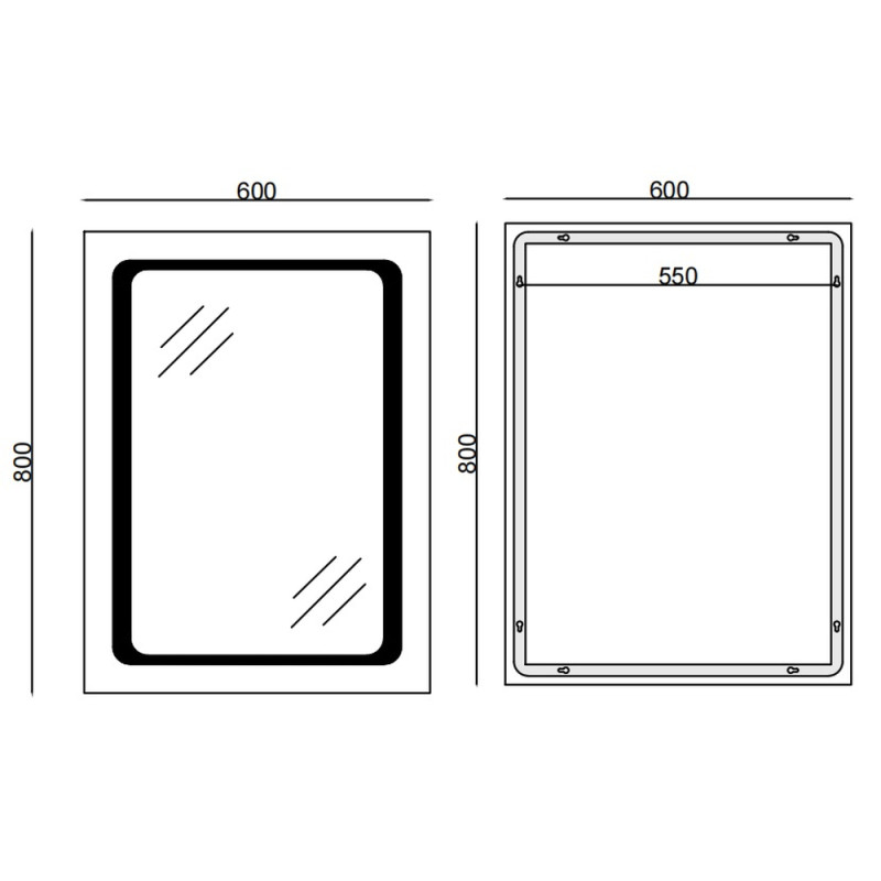 Зеркало Mixxus TWEE MR09-80x60-Reverse с Led Touch, Anti-fog, димером, регулятором яркости