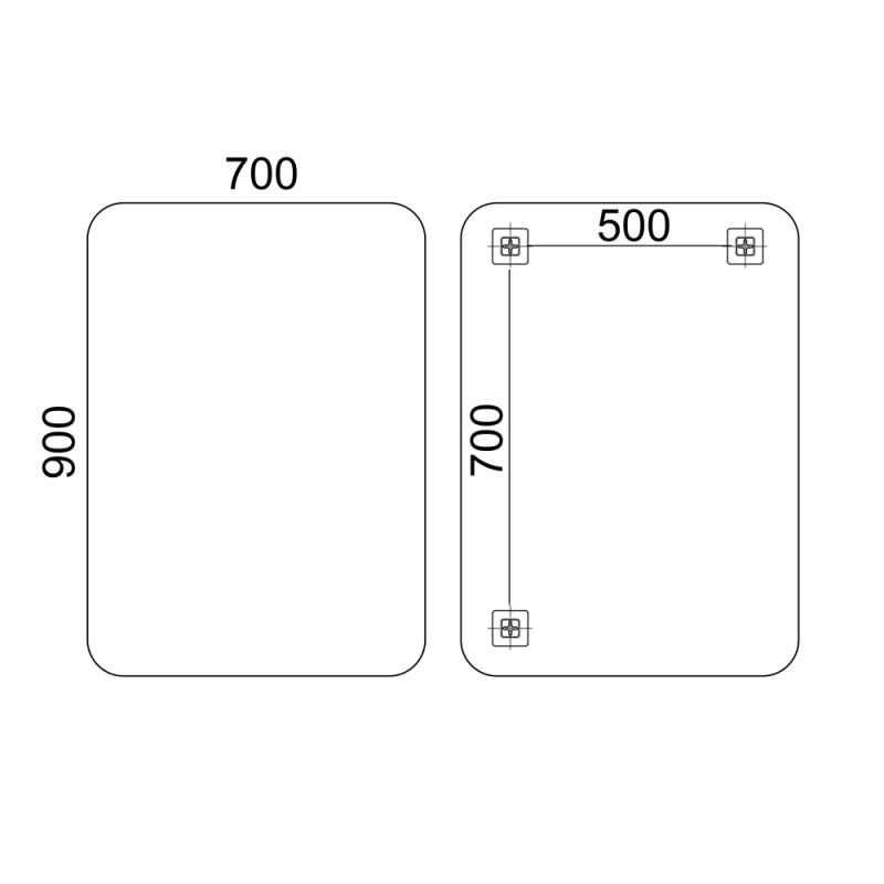 Зеркало настенное Zerix PRIME MRZ07-70x90-Reverse прямоугольное с закругленными углами