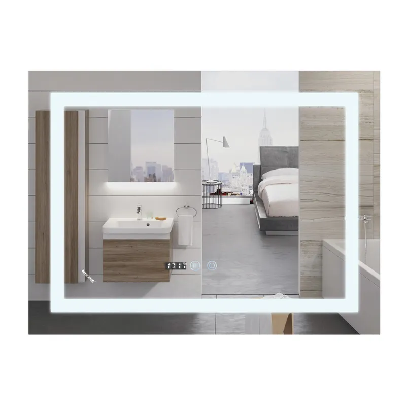 Зеркало Mixxus WARM MR02-80x60-CASE с Led Touch, Anti-fog, димером, регулятором яркости, часами