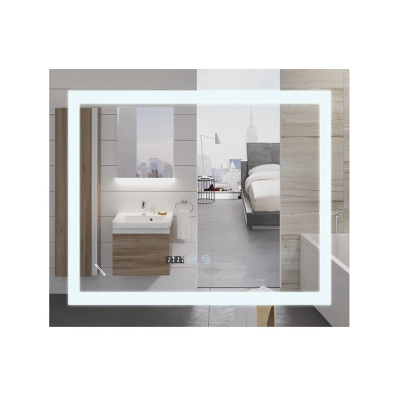 Зеркало Mixxus WARM MR02-80x80 с Led Touch, Anti-fog, димером, регулятором яркости, часами