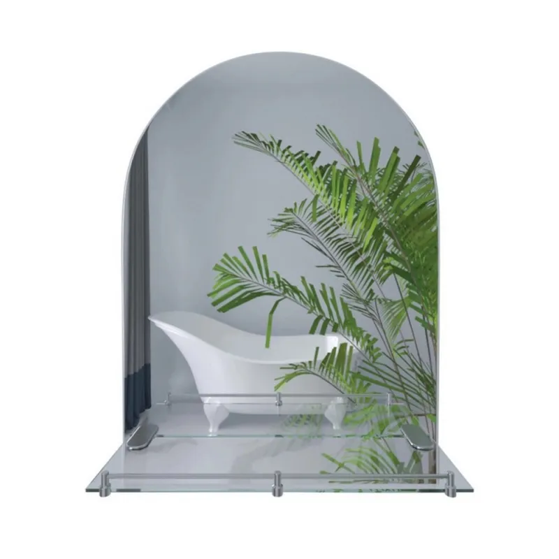 Зеркало настенное Zerix LAGUNA MRZ03-70x80x11 прямоугольное с дугообразным верхом и полкой
