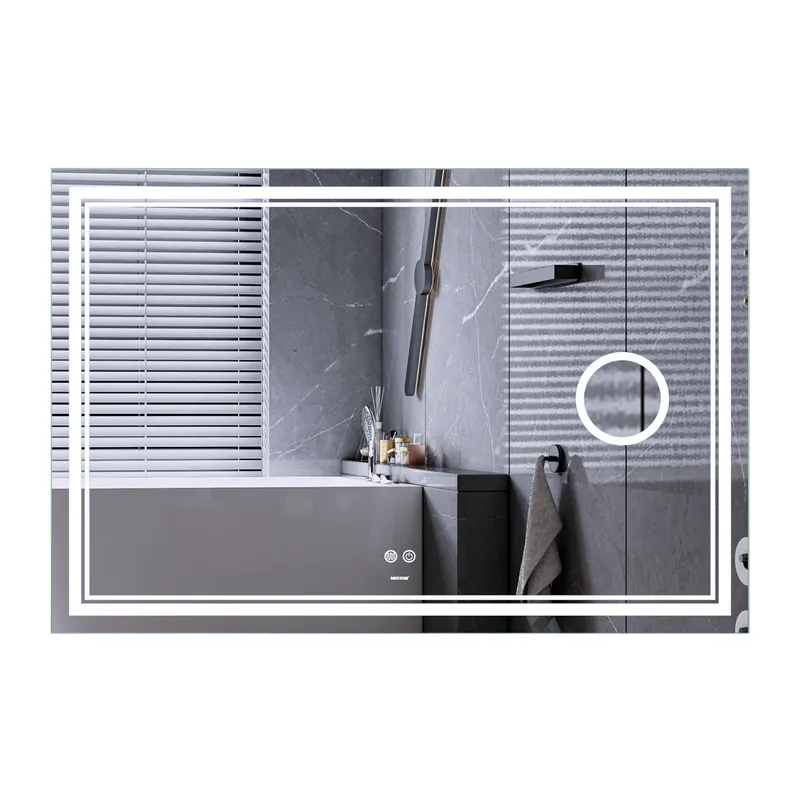 Зеркало Mixxus Premium QUADRO MR20-100x70 с Led Touch, Anti-fog, димером, регулятором яркости, линзой