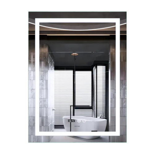 Зеркало Mixxus Premium FLASH MR21-60x80 с Led Touch, Anti-fog, димером, регулятором яркости, часами