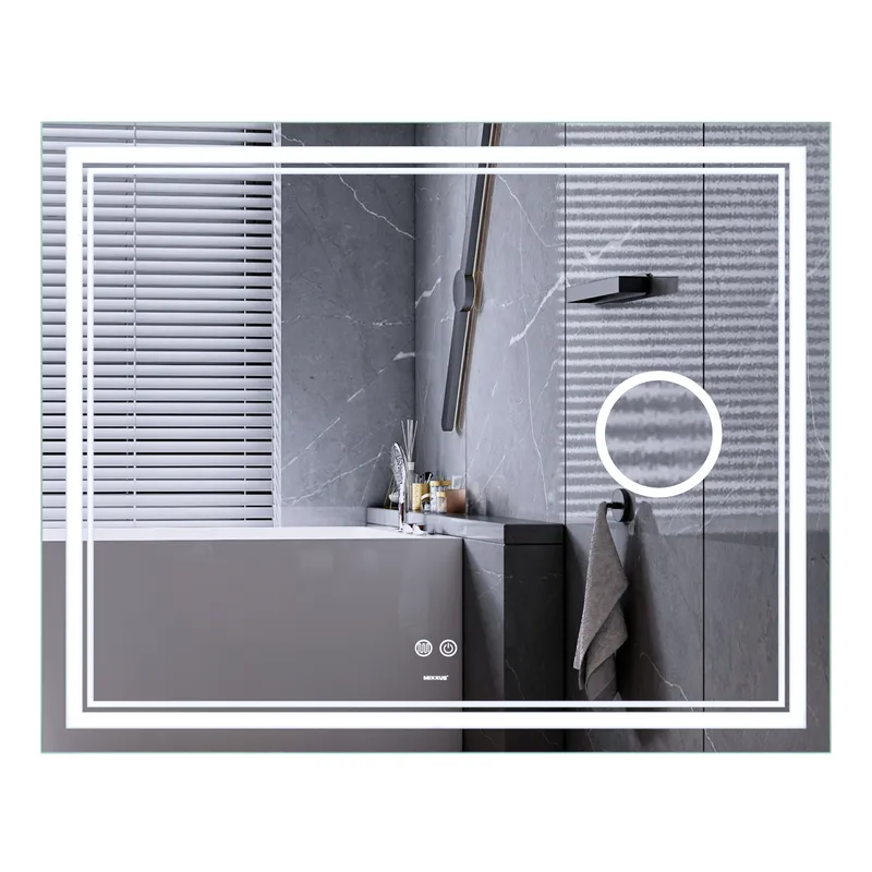 Зеркало Mixxus Premium QUADRO MR20-100x80 с Led Touch, Anti-fog, димером, регулятором яркости, линзой